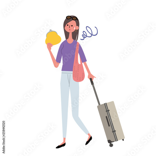 トランクをもつ　女性　困る