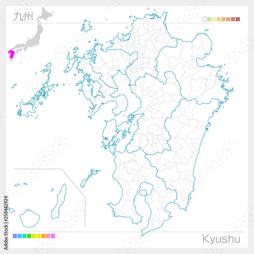 九州地方の地図 Kyushu 白地図風 Stock ベクター Adobe Stock