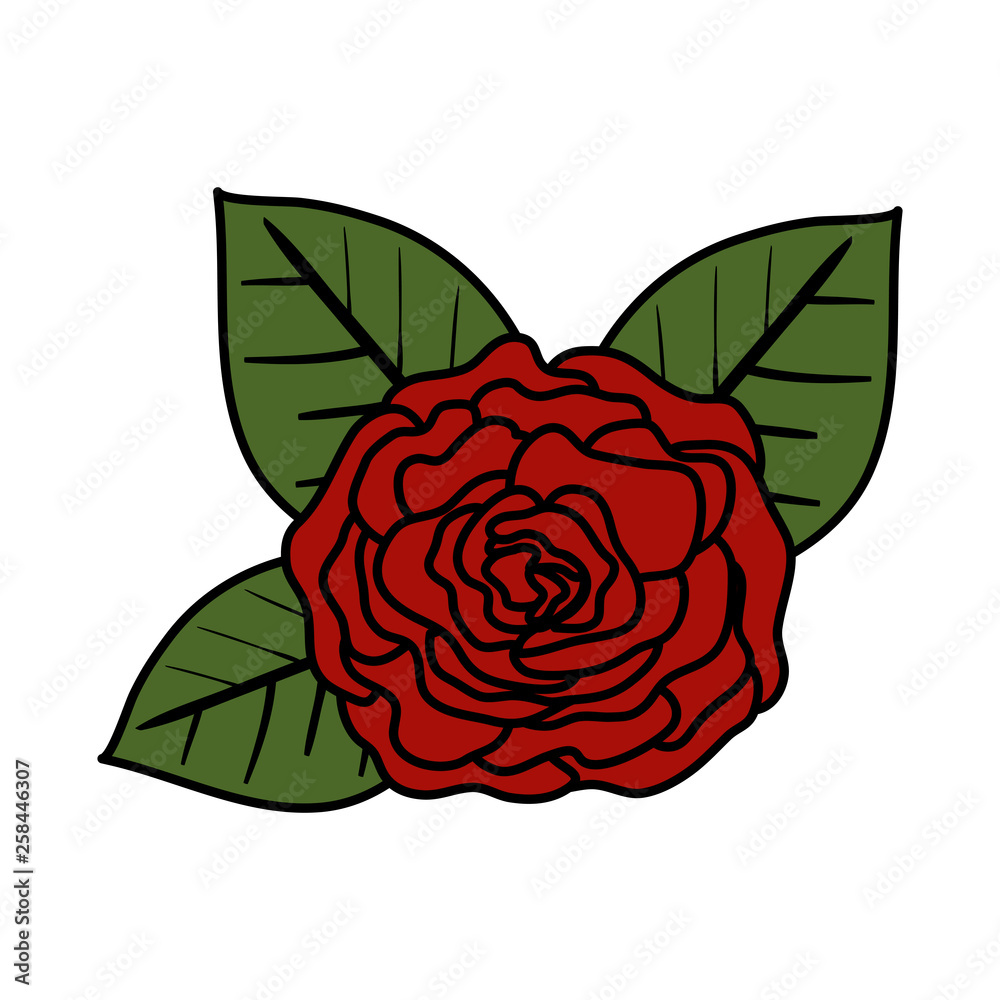 Obraz premium rose with leafs icon
