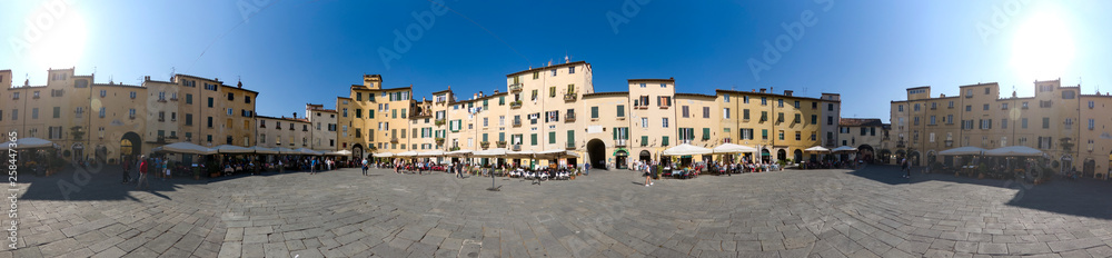 Panoramic view of Antique rome amphitheater in lucca italy
