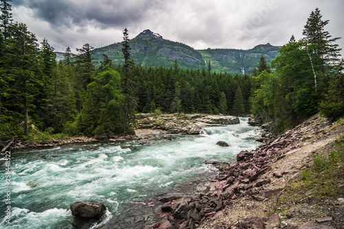 flathead river rapids in glacier national park montana
