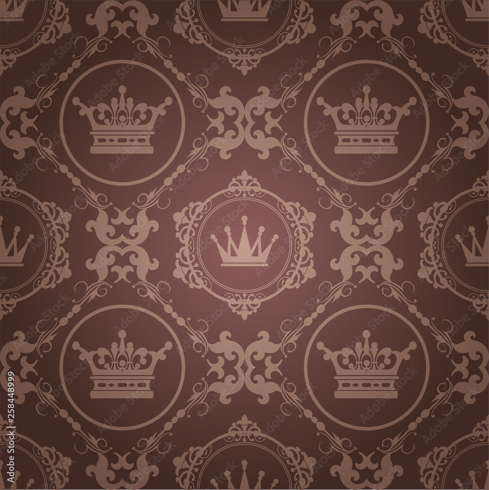 Brown wallpaper in old-fashioned style 
