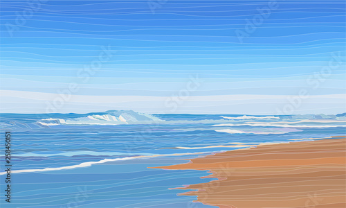 Empty tropical beach, summer vacation or travel background vector illustration