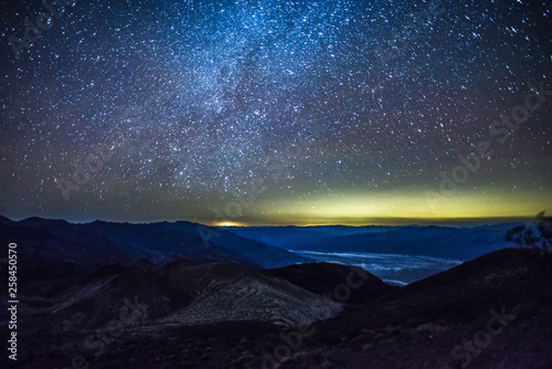 Night time and dark sky over death valley national park