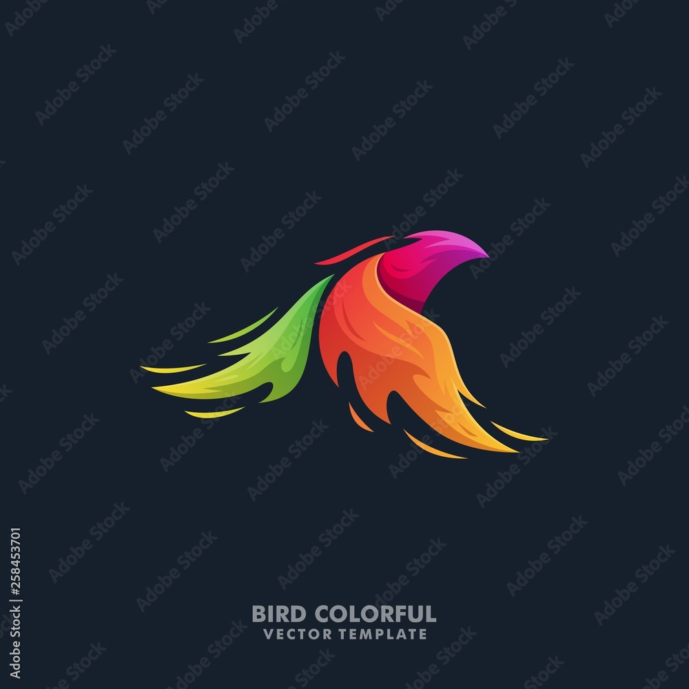 Fototapeta premium Phoenix Bird Colorful Illustration Vector Template