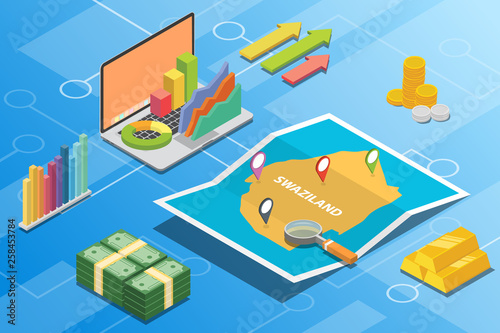 swaziland isometric financial economy condition concept for describe country growth expand - vector