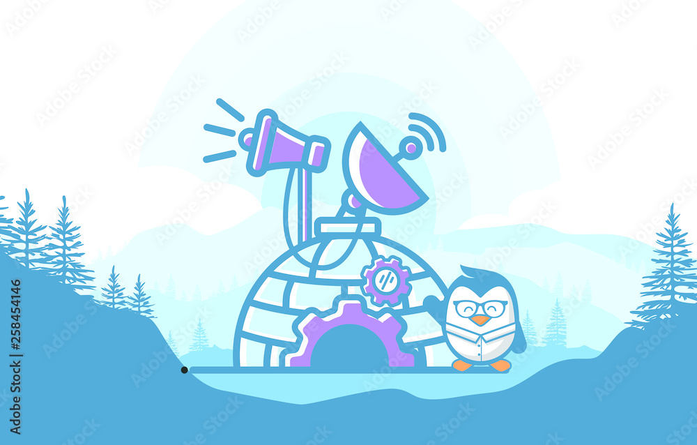 Naklejka premium cute penguin background