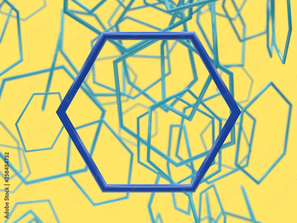 blue geometric shape blank frame and group blur background levitation yellow scene 3d rendering blue geometric shape blank frame and group blur background levitation yellow scene 3d rendering