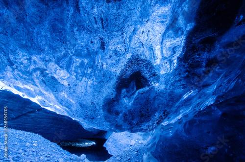 Close up of ice in Icelandic ice cave 