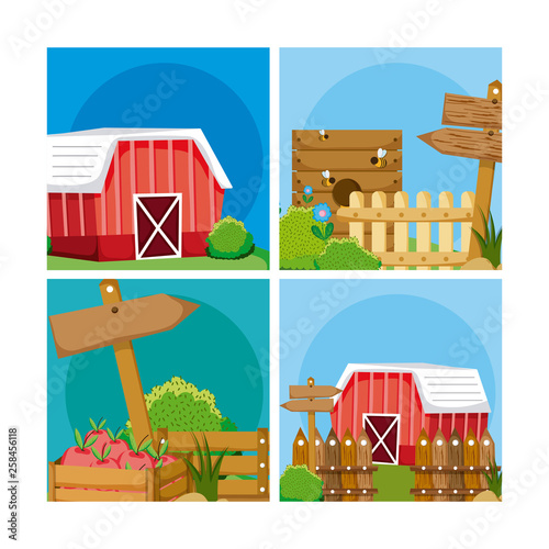 Set of farm fresh cartoons