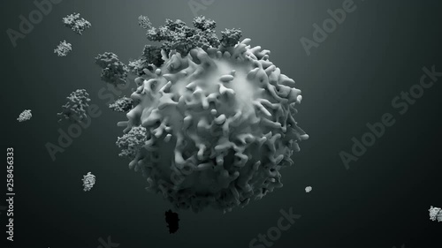 3d illustration proteins with lymphocytes , t cells or cancer cells photo