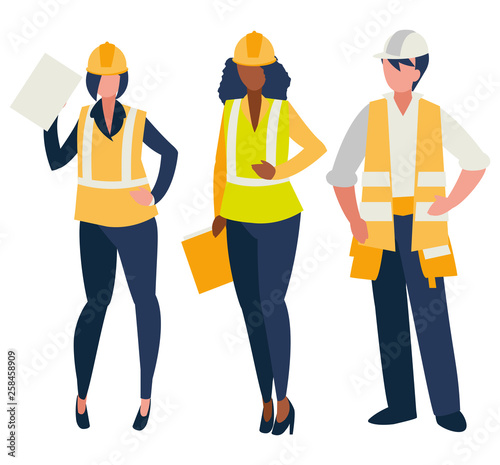 group of builders working