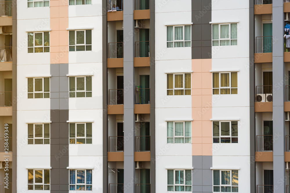Condominium or apartment windows in pattern