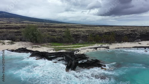 Lava pool Makalawena beach Big Island Hawaii Aerial view . photo