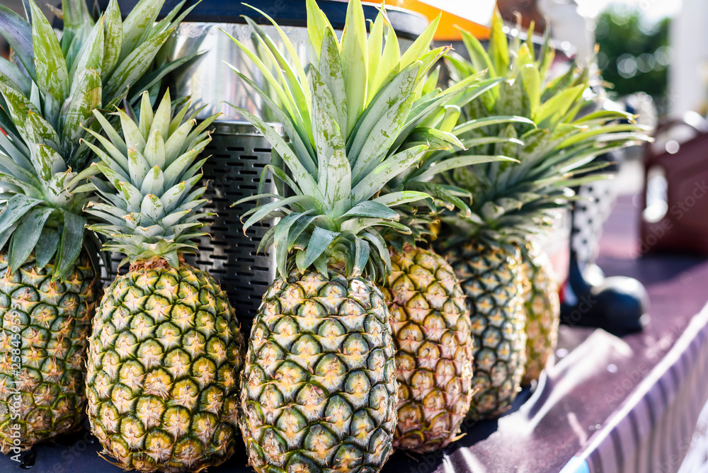 Fototapeta premium fresh pineapples on the market
