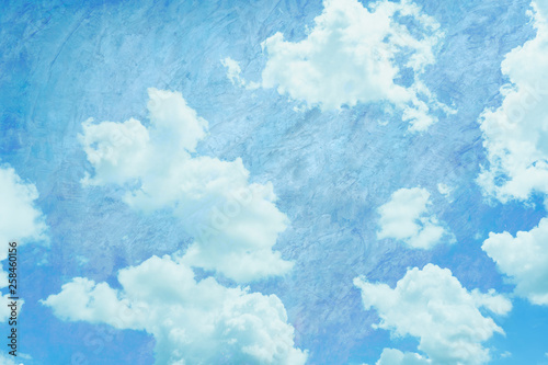 double exposure of blue sky with wall backgrounds