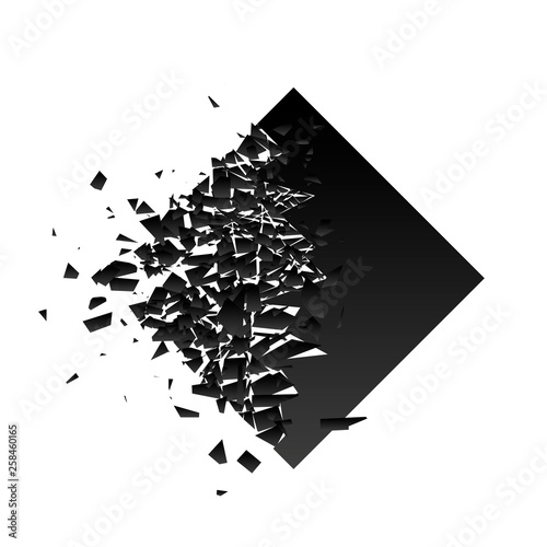 Black square with debris on white background. Place for your text. Vector illustration for banner, lettering, invitation, poster.