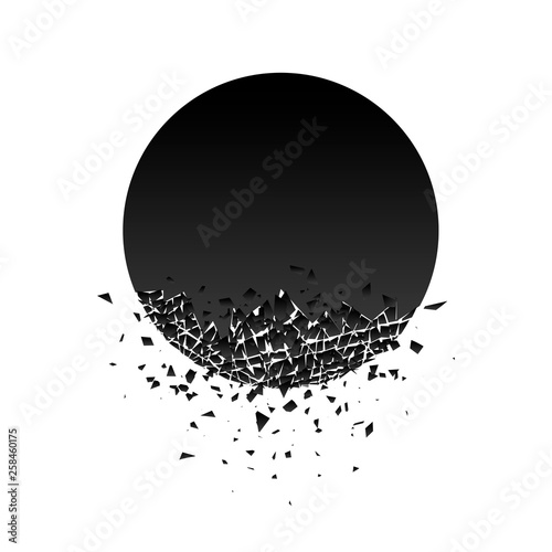Black round with debris on white background. Place for your text. Vector illustration for banner, lettering, invitation, poster, web.