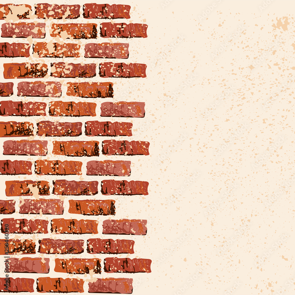 Obraz premium Brick wall vector illustration backgrond. Place for your text. Grunge textured backdrop for banner, lettering, graffiti.