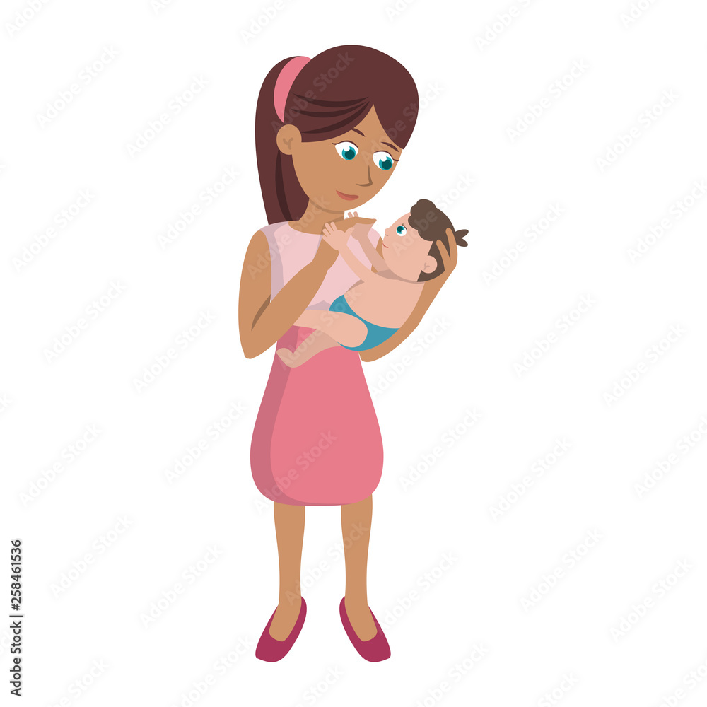 Mother with baby cartoon