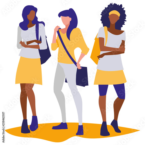 young girls students modeling