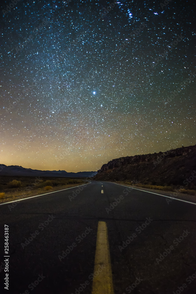 Night time and dark sky over death valley national park