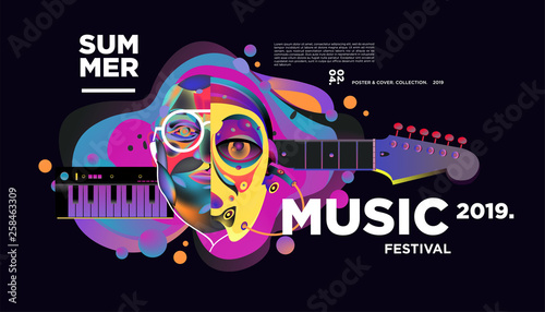 Summer Colorful Art and Music Festival Banner and Cover Template for Event, Magazine, and Web Banner.