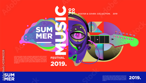 Summer Colorful Art and Music Festival Banner and Cover Template for Event, Magazine, and Web Banner.