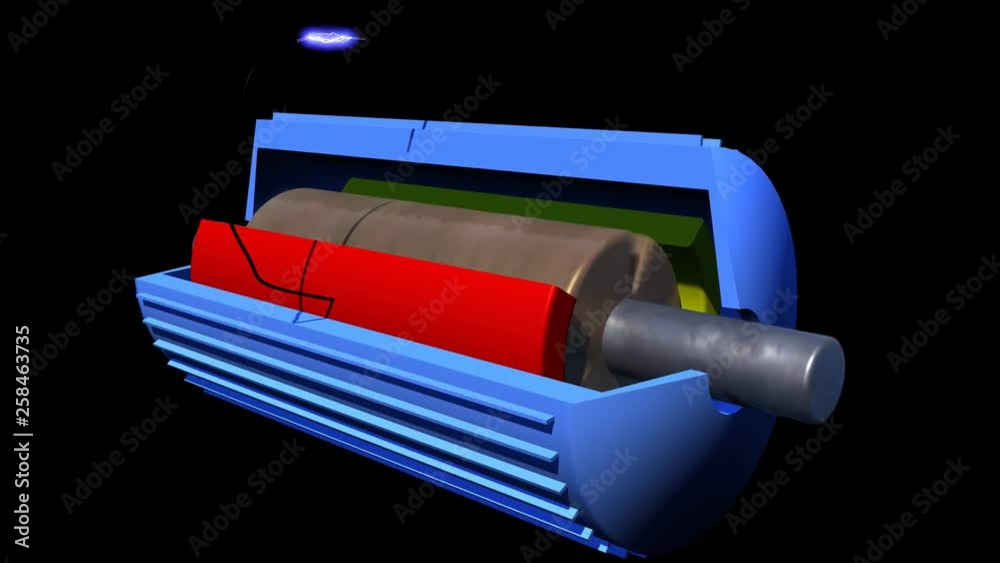 Internal structure of an electric generator with an alpha channel.