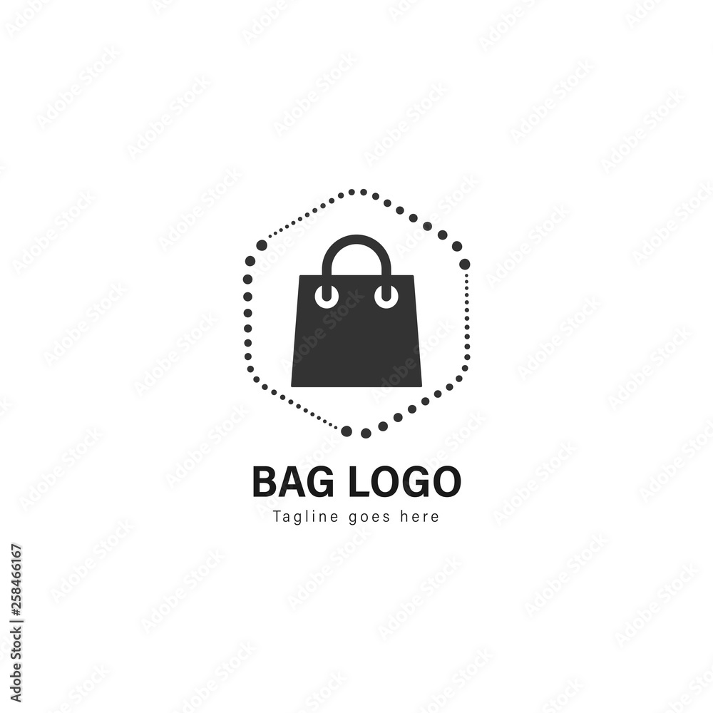 Shop logo template design. Shop logo with modern frame vector design