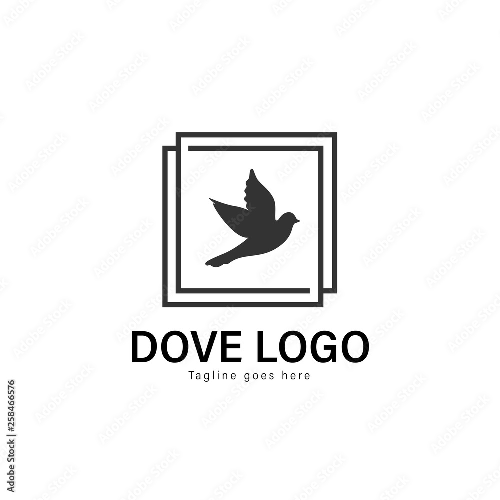 Obraz premium Dove logo template design. Dove logo with modern frame vector design
