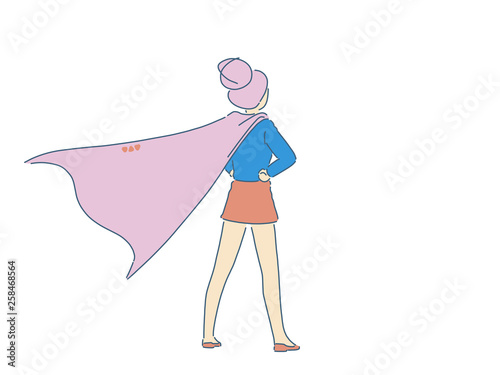 Superhero, Young and beautiful smart woman in cape growing - Vector
