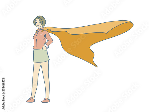 Superhero, Young and beautiful smart woman in cape growing - Vector