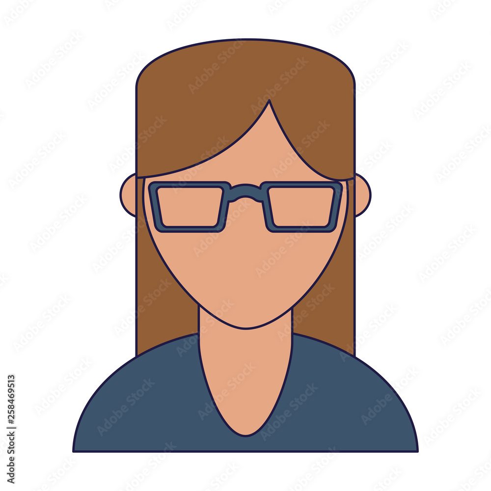 Woman with glasses avatar profile blue lines