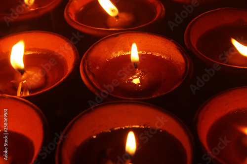 Diwali lamps - Diyas arranged in a tray