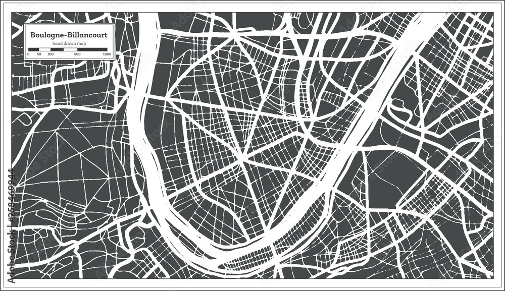 Boulogne Billancourt France City Map In Retro Style Outline Map Vector Illustration Stock Vector Adobe Stock