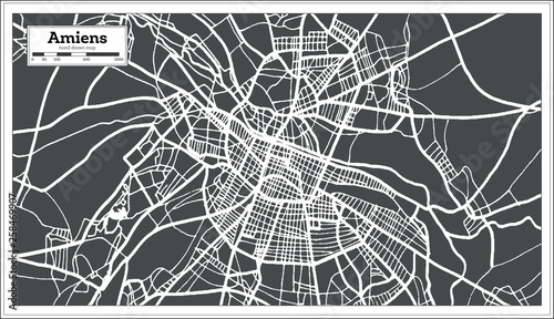 Amiens France City Map in Retro Style. Outline Map. Vector Illustration. photo