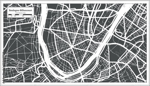 Boulogne-Billancourt France City Map in Retro Style. Outline Map. Vector Illustration. photo