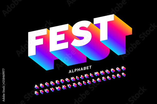 Fest style bright font design, alphabet letters and numbers photo