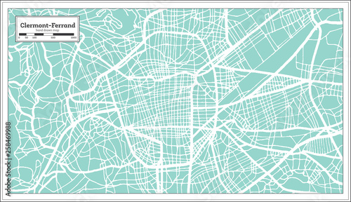 Clermont-Ferrand France City Map in Retro Style. Outline Map. photo