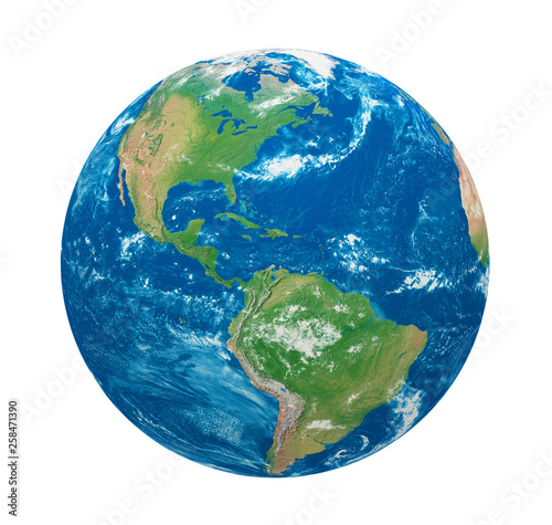 Planet Earth America View Isolated