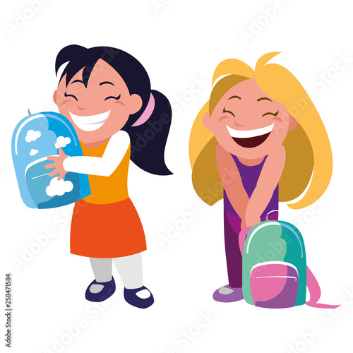 happy little school girls characters