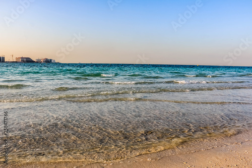 Horizon of Seascape, water waves at Jumeirah Beach in Dubai, United Arab Emirates