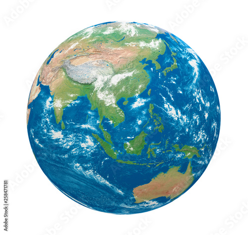 Planet Earth Asia View Isolated
