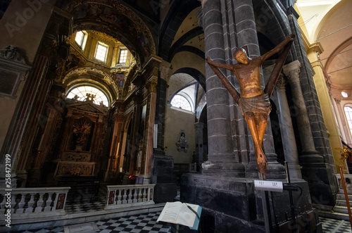 Genoa / Italy - June 19 / 2016 : Interior of Basilica of Santa Maria di Castello