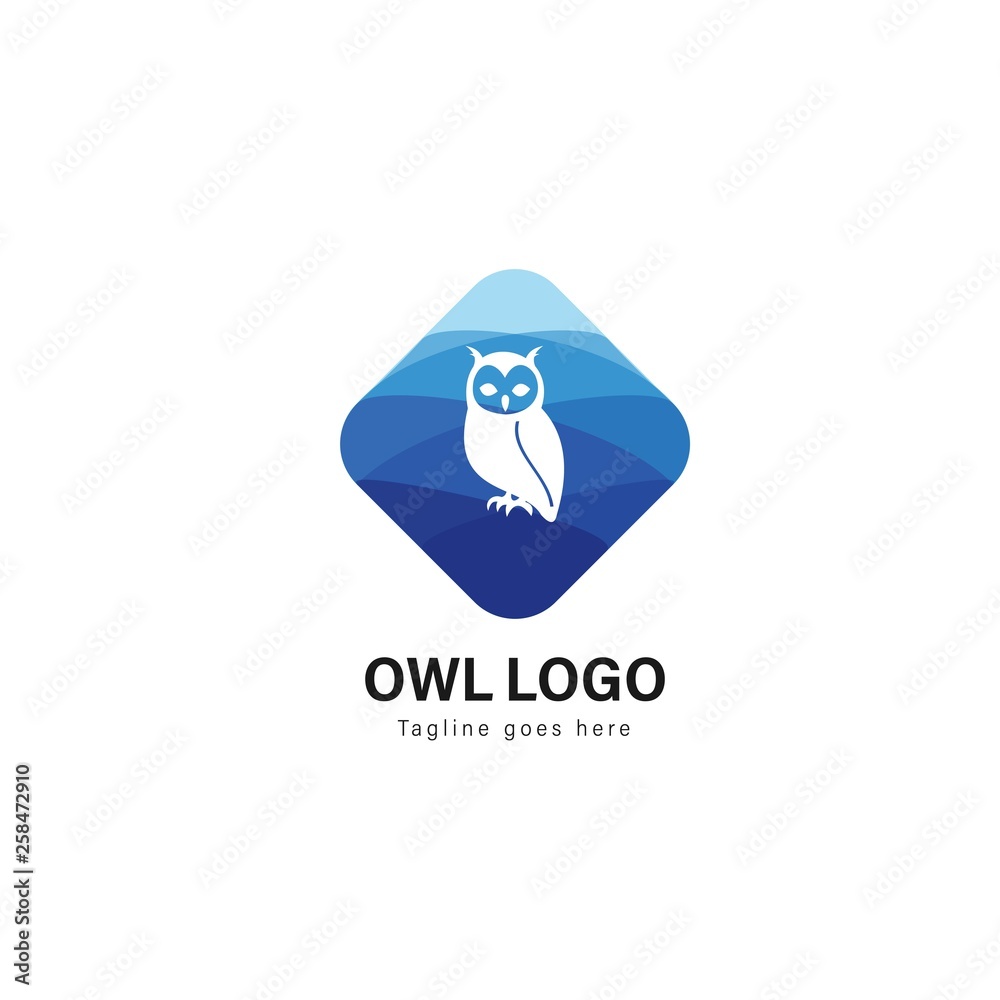 Owl logo template design. Owl logo with modern frame vector design Owl logo template design. Owl logo with modern frame vector design