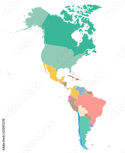North and South America map