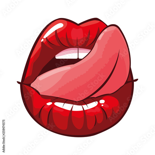 sexy female lips with tongue out pop art style