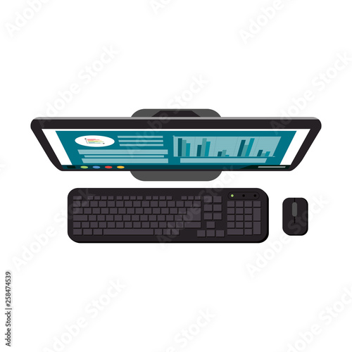 Computer with keyboard and mouse topview