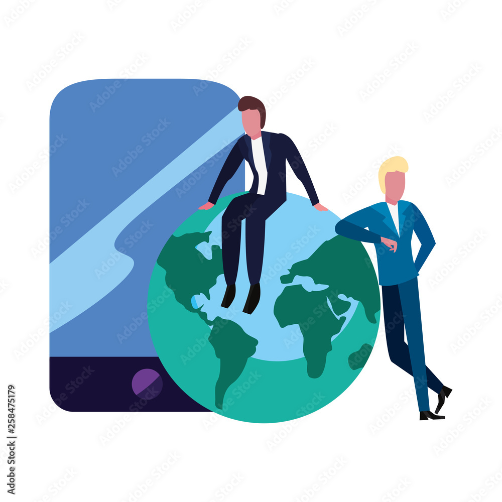 Fototapeta premium businessmen cellphone world